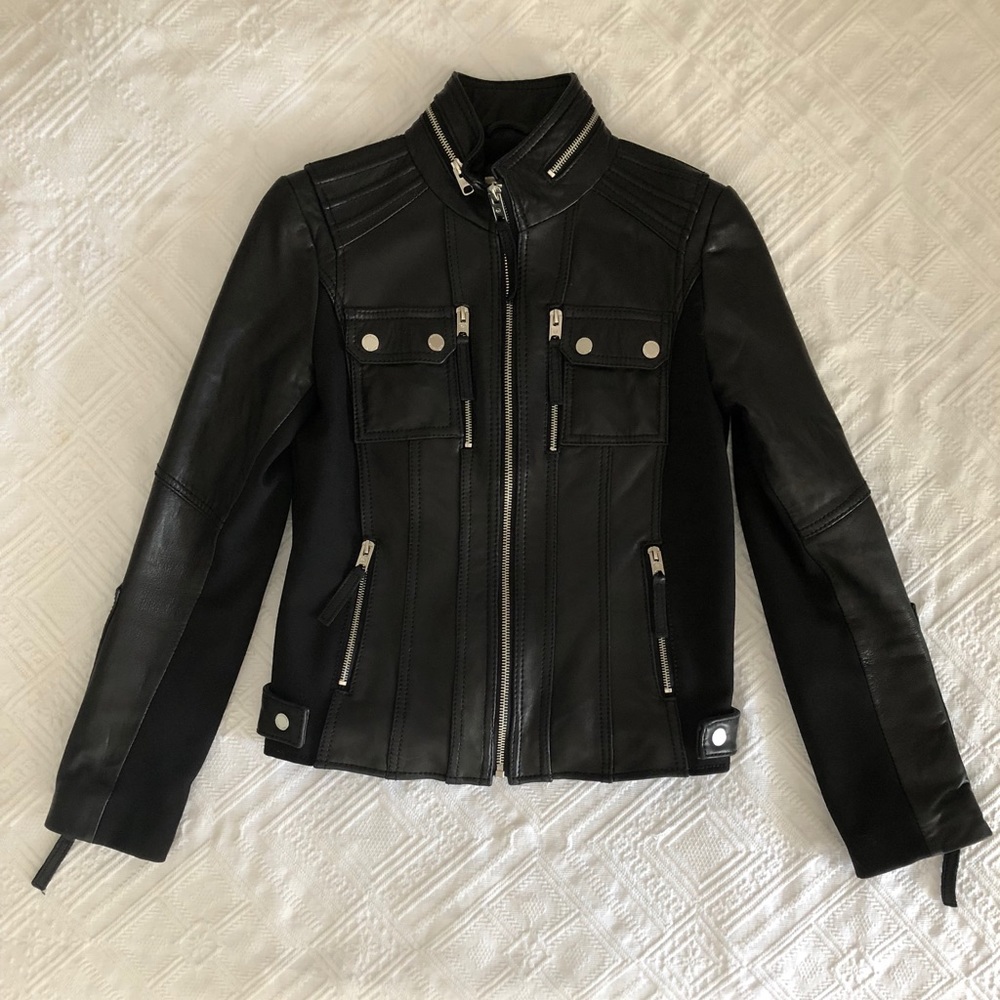 Michael Kors Black Leather Moto Jacket